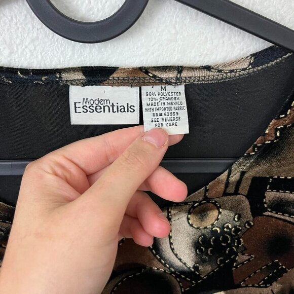 brown and black abstract geometric vintage 90s boho velvet top - Picture 8 of 8